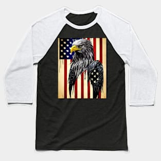 Grungy American Bald Eagle Flag Baseball T-Shirt